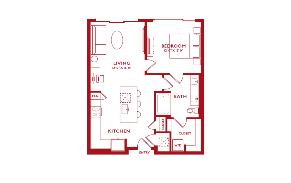 A1.1 - 1 bedroom floorplan layout with 1 bathroom and 748 square feet